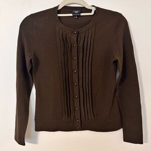 Talbots Petites Italian Merino Wool Cardigan | Chocolate Brown